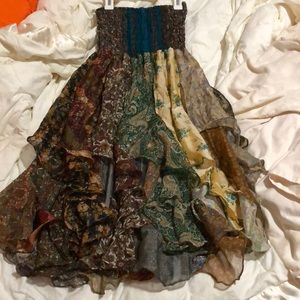 Boho Ruffled strapless dress